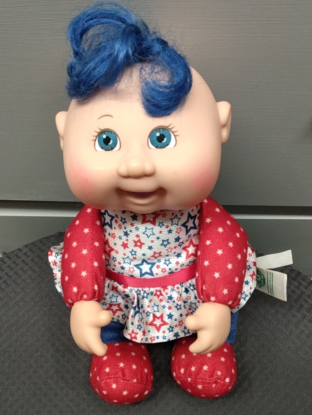 4th of July Doll Cabbage Patch Patriotic Baby Doll Blue Hair Red White Blue Star